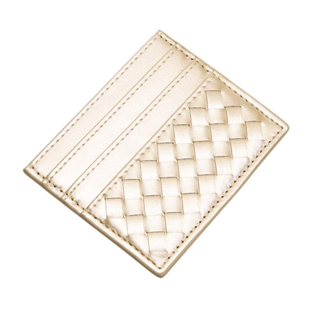 Faux Leather Basket Weave Card Holder Wallet - Madeline Love - Flyclothing LLC