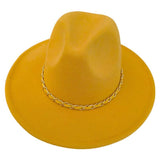 Faux Leather Braided Chain Band Pointed Fedora Hat - Madeline Love - Flyclothing LLC