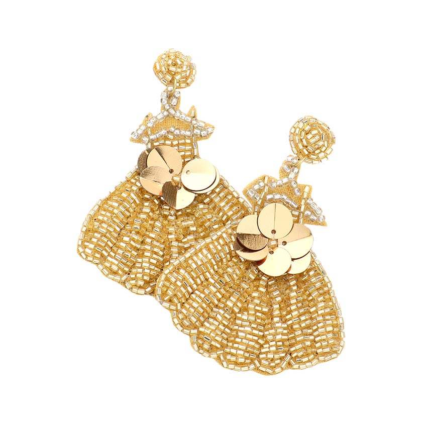 Felt Back Beaded Wedding Dress Dangle Earrings - Madeline Love - Flyclothing LLC