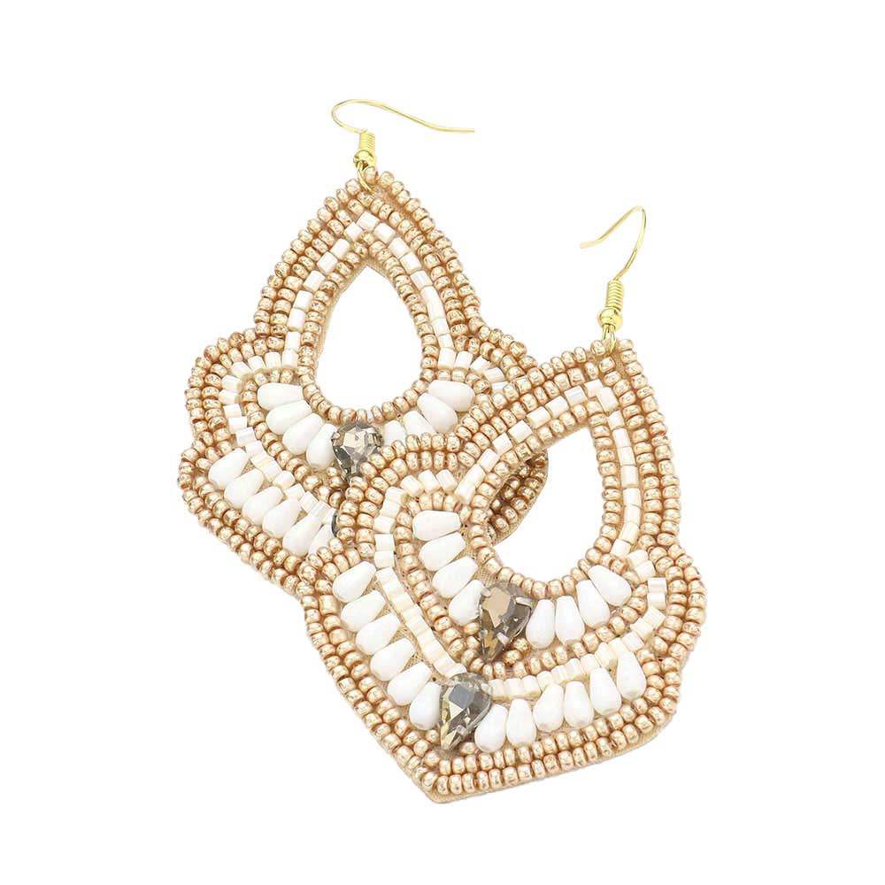 Felt Back Boho Multi Beaded Dangle Earrings - Madeline Love - Flyclothing LLC