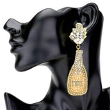 Felt Back Multi Beaded Champagne Dangle Earrings - Madeline Love - Flyclothing LLC