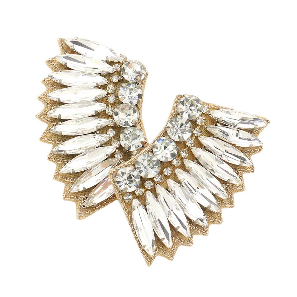 Felt Back Multi Stone Embellished Wing Earrings - Madeline Love - Flyclothing LLC