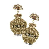 Felt Back Seed Beaded Tequila Dangle Earrings - Madeline Love - Flyclothing LLC