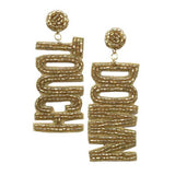 Felt Back Touch Down Message Beaded Dangle Earrings - Madeline Love - Flyclothing LLC