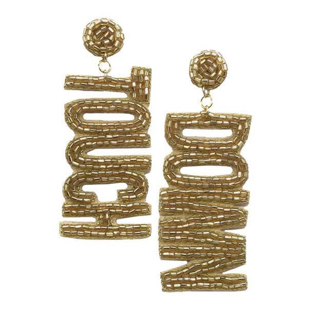 Felt Back Touch Down Message Beaded Dangle Earrings - Madeline Love - Flyclothing LLC
