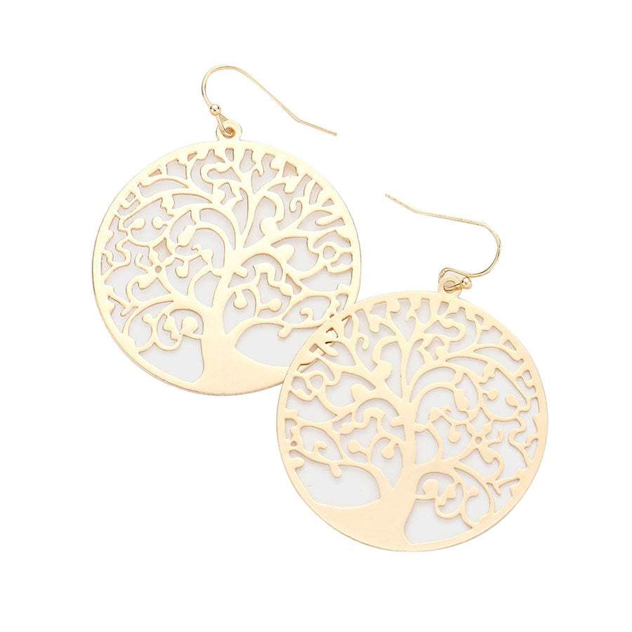 Filigree Metal Tree of Life Dangle Earrings - Madeline Love - Flyclothing LLC