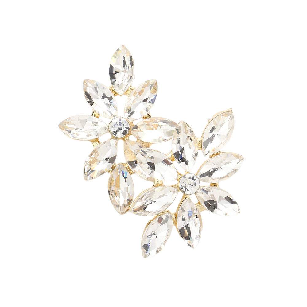Floral Marquise Stone Cluster Evening Earrings - Madeline Love - Flyclothing LLC