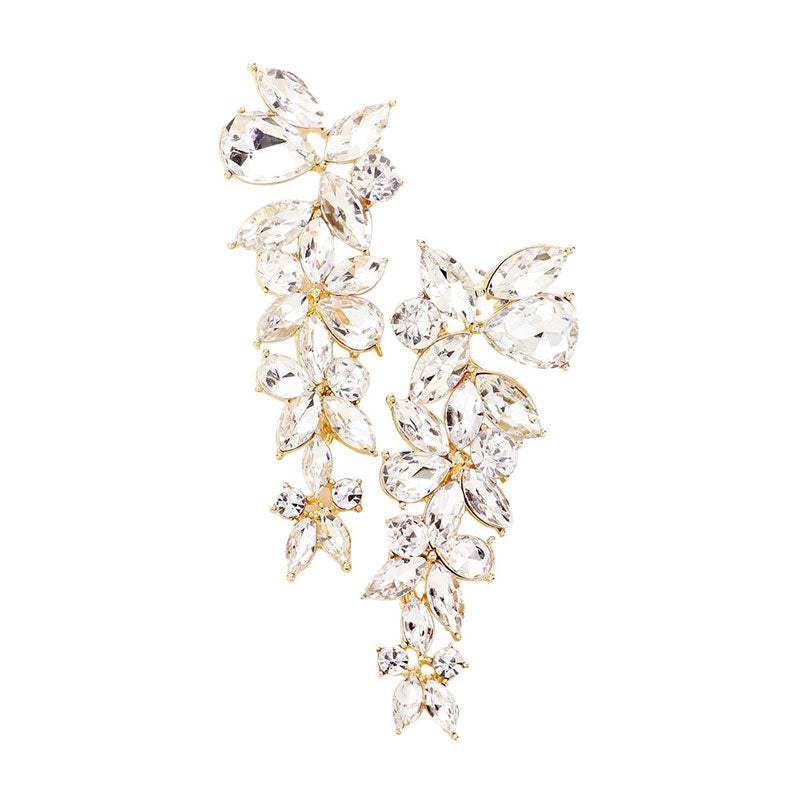 Floral Multi Stone Evening Earrings - Madeline Love - Flyclothing LLC