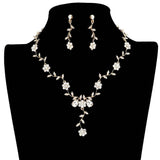 Flower Leaf Cluster Vine Rhinestone Necklace - Madeline Love - Flyclothing LLC