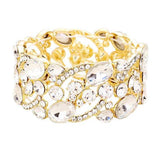 Glass Crystal Oval Butterfly Stretch Evening Bracelets - Madeline Love - Flyclothing LLC