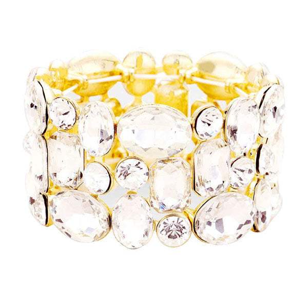 Glass Crystal Stretch Evening Bracelet - Madeline Love - Flyclothing LLC