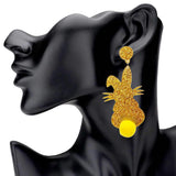 Glittered Resin Easter Bunny Pom Pom Tail Dangle Earrings - Madeline Love - Flyclothing LLC