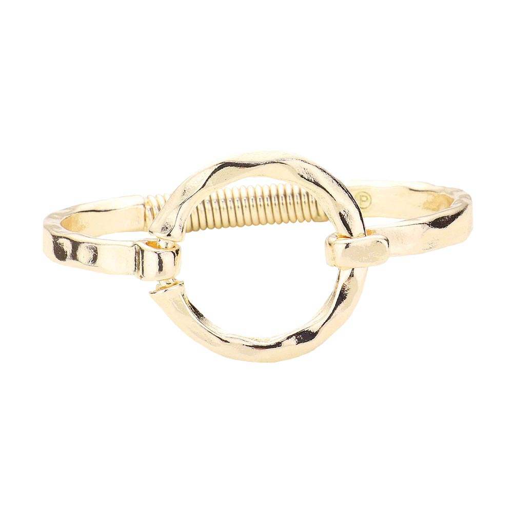 Hammered Open Metal Circle Hook Bracelet - Madeline Love - Flyclothing LLC