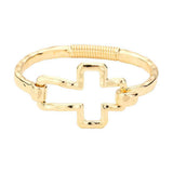 Hammered Open Metal Cross Hook Bracelet - Madeline Love - Flyclothing LLC