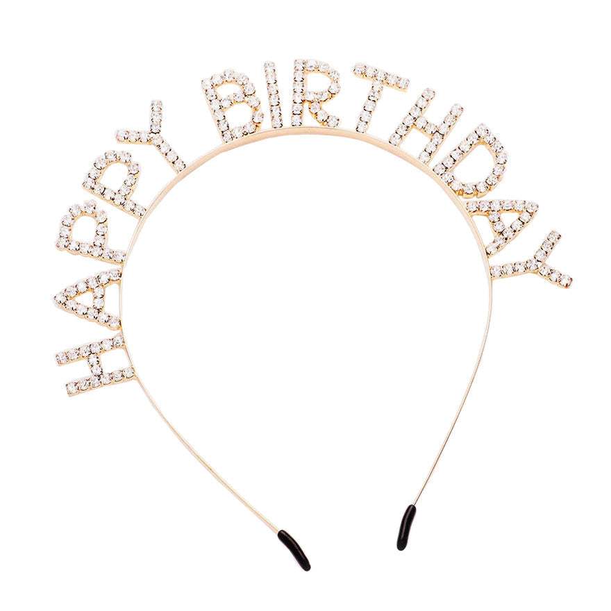 Happy Birthday Crystal Rhinestone Headband - Madeline Love - Flyclothing LLC