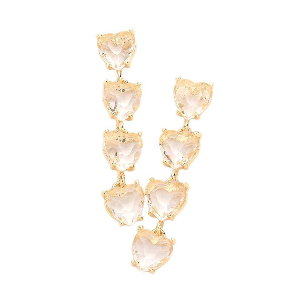 Heart Stone Link Dangle Evening Earrings - Madeline Love - Flyclothing LLC