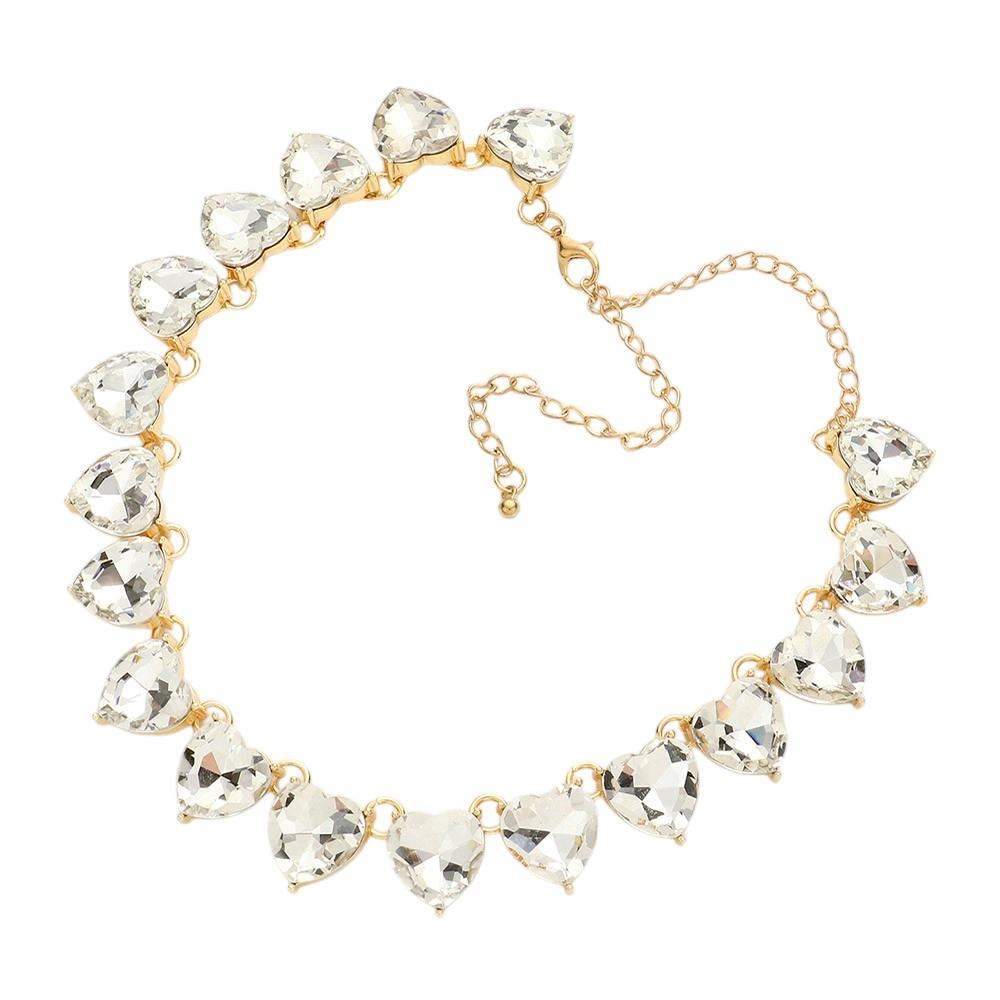 Heart Stone Link Evening Necklace Jewelry Set - Madeline Love - Flyclothing LLC