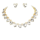 Heart Stone Link Evening Necklace Jewelry Set - Madeline Love - Flyclothing LLC