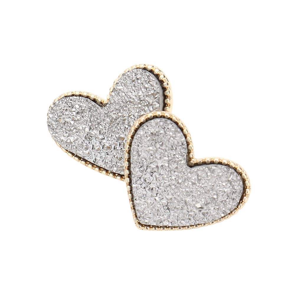 Druzy Heart Valentines Day Stud Earrings - Madeline Love - Flyclothing LLC