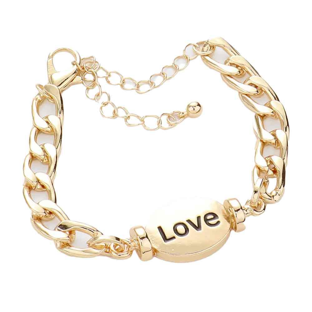LOVE Metal Oval Message Charm Bracelet - Madeline Love - Flyclothing LLC