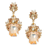Emerald Cut Stone Accented Evening Earrings - Madeline Love - Flyclothing LLC