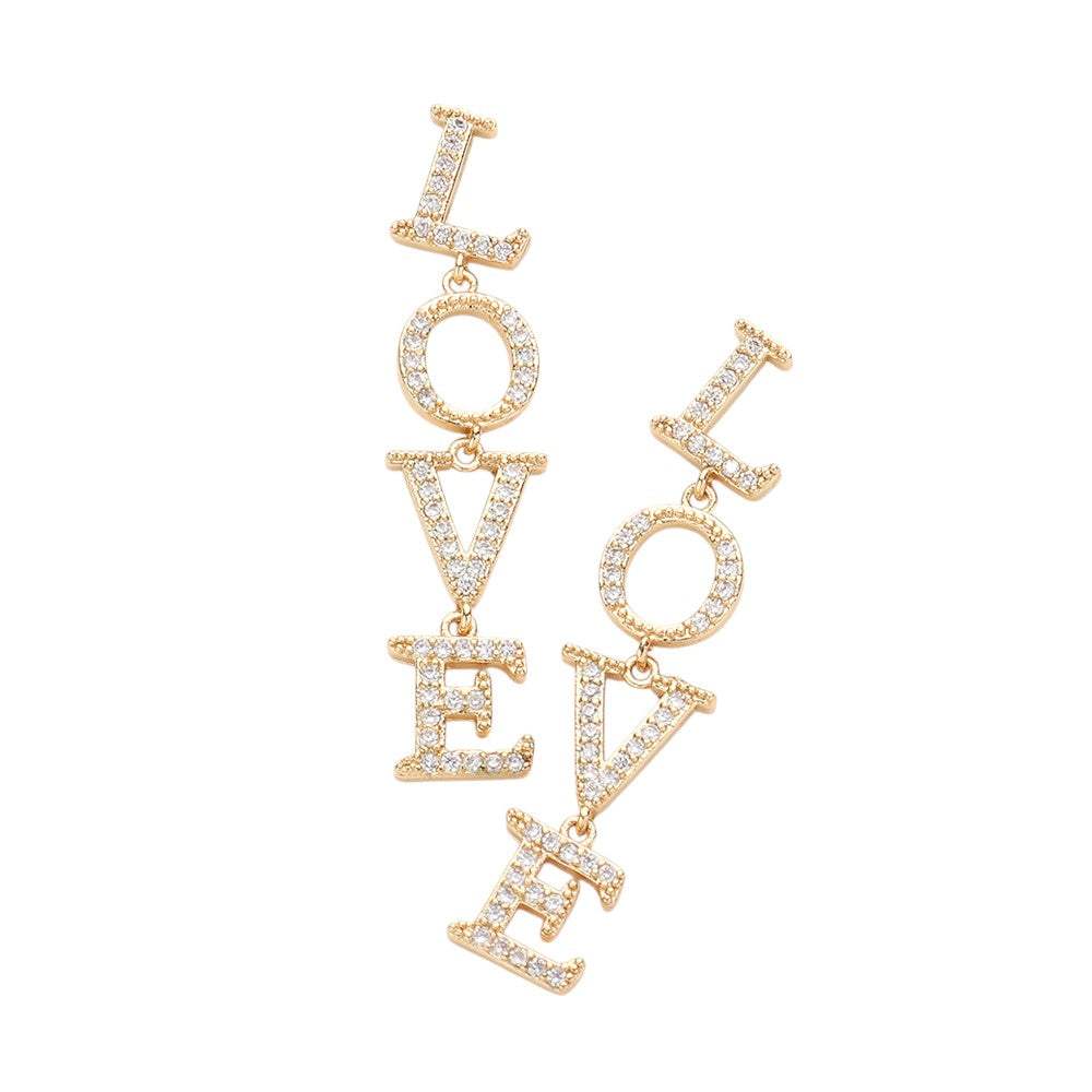 Love CZ Message Link Dangle Evening Earrings - Madeline Love - Flyclothing LLC