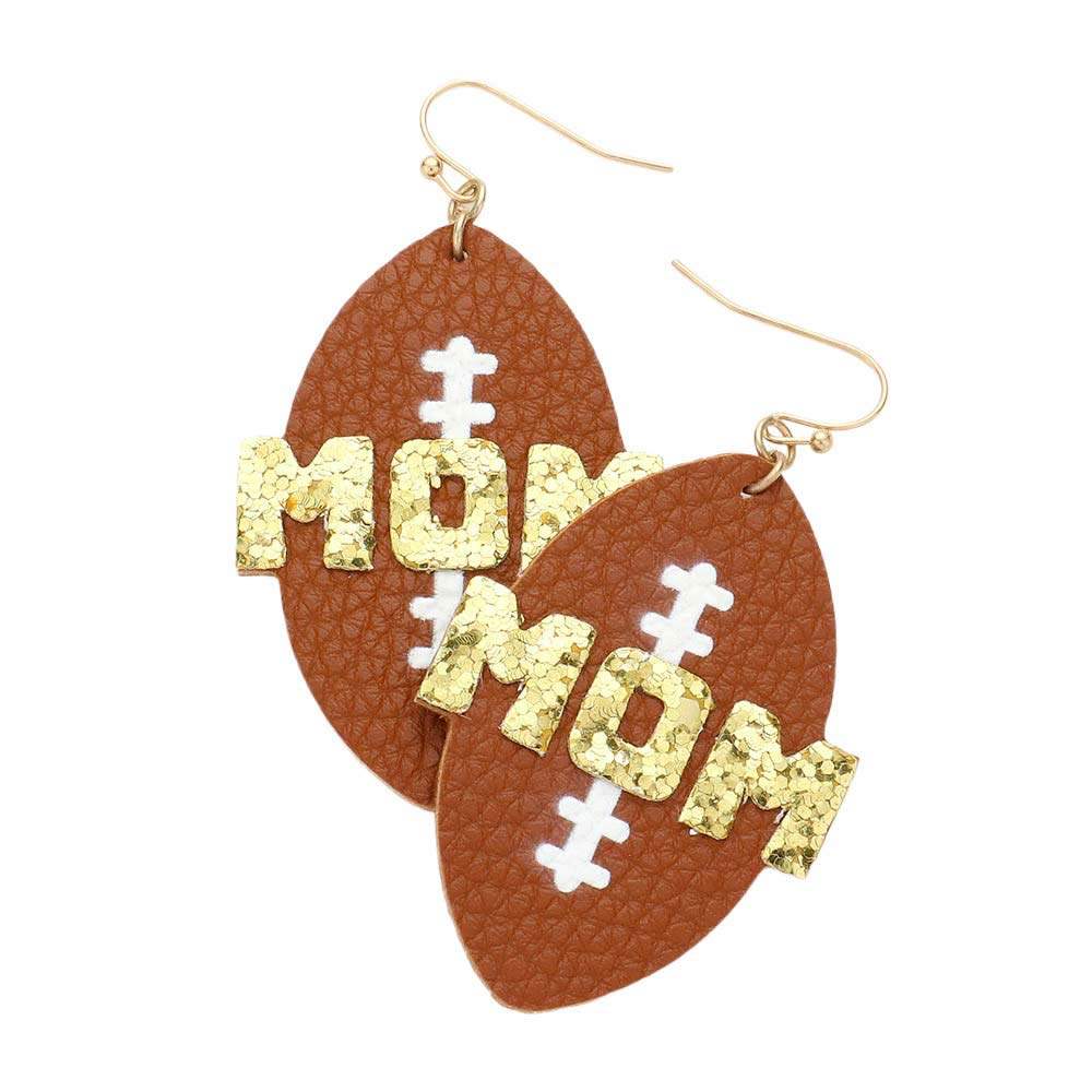 MOM Message Faux Leather Football Dangle Earrings - Madeline Love - Flyclothing LLC