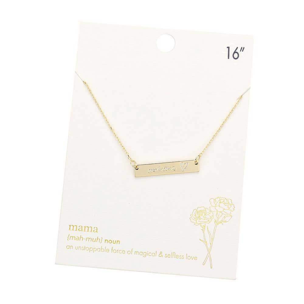 Mama Message Metal Rectangle Pendant Necklace - Madeline Love - Flyclothing LLC