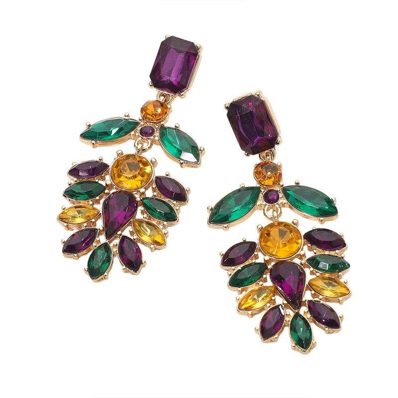 Mardi Gras Marquise Stone Cluster Chandelier Drop Evening Earrings - Madeline Love - Flyclothing LLC