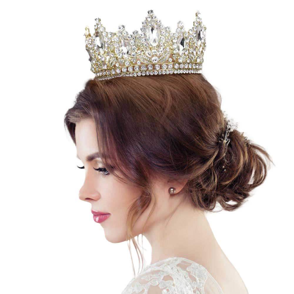 Marquise Accented Pageant Stone Crown Tiara - Madeline Love - Flyclothing LLC