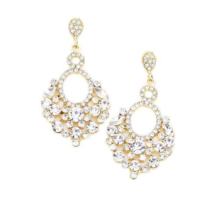 Marquise Crystal Chandelier Statement Evening Earrings - Madeline Love - Flyclothing LLC