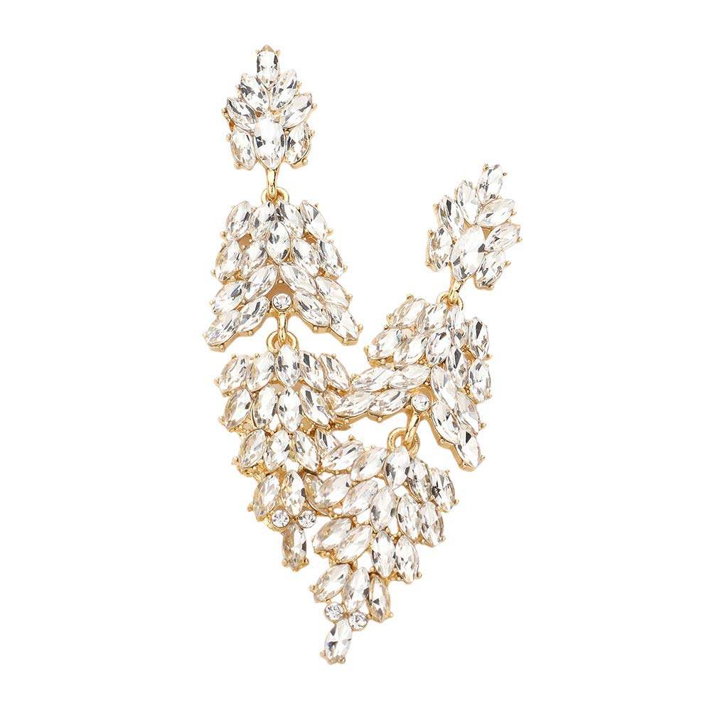 Marquise Crystal Cluster Drop Evening Earrings - Madeline Love - Flyclothing LLC