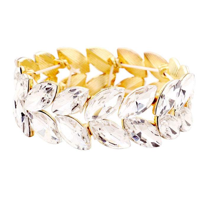 Marquise Glass Crystal Stretch Evening Bracelet - Madeline Love - Flyclothing LLC