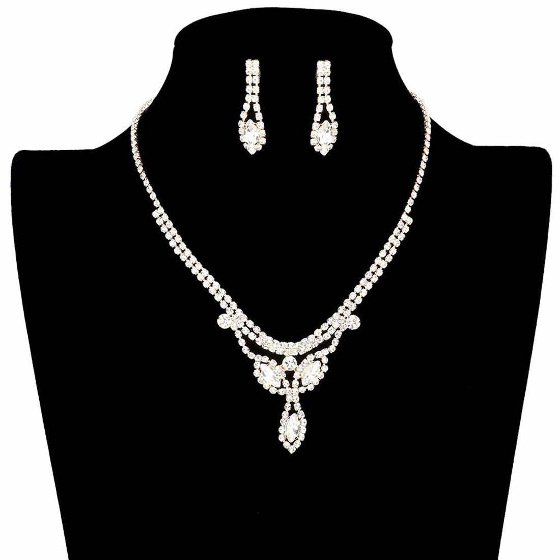 Marquise Stone Accented Rhinestone Pave Necklace - Madeline Love - Flyclothing LLC