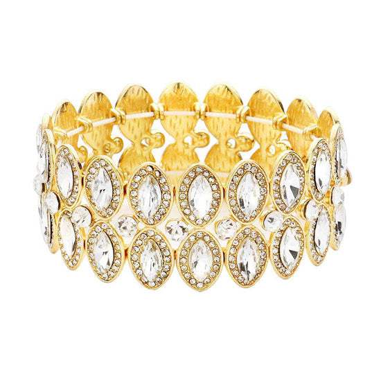 Marquise Stone Accented Stretch Evening Bracelet - Madeline Love - Flyclothing LLC