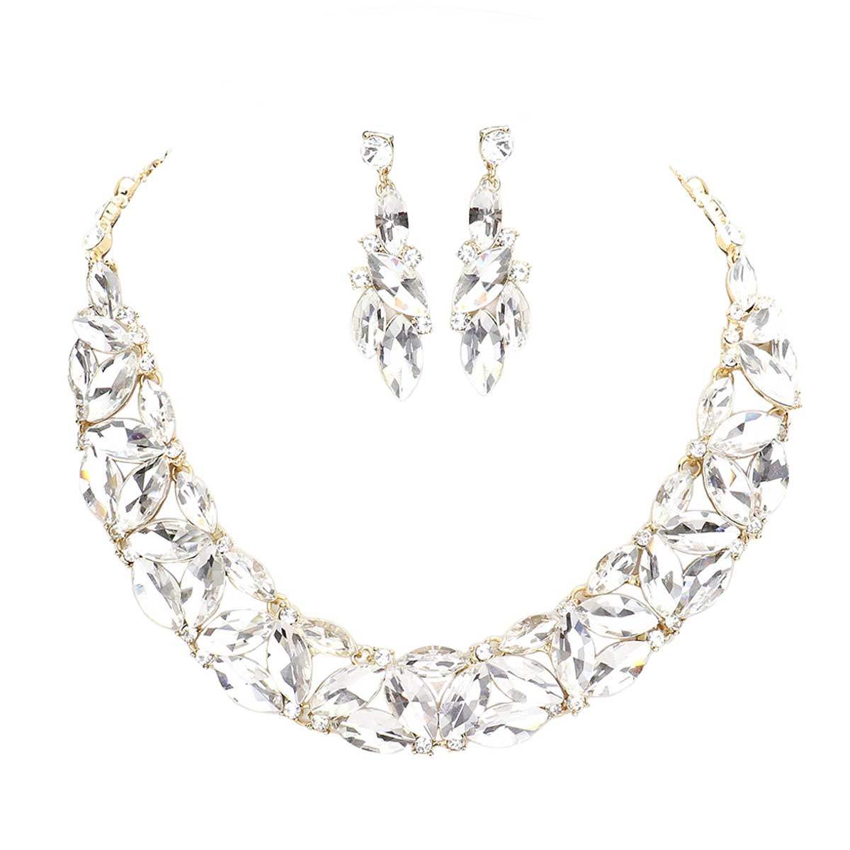 Marquise Stone Cluster Evening Necklace - Madeline Love - Flyclothing LLC