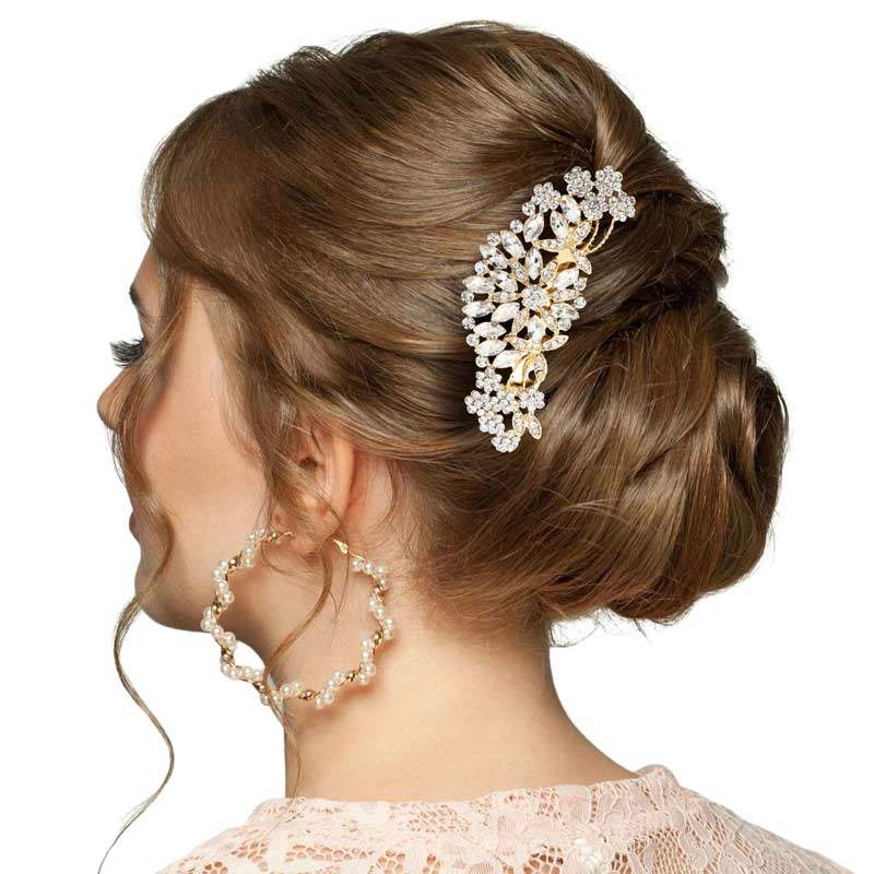 Marquise Stone Cluster Flower Hair Comb - Madeline Love - Flyclothing LLC