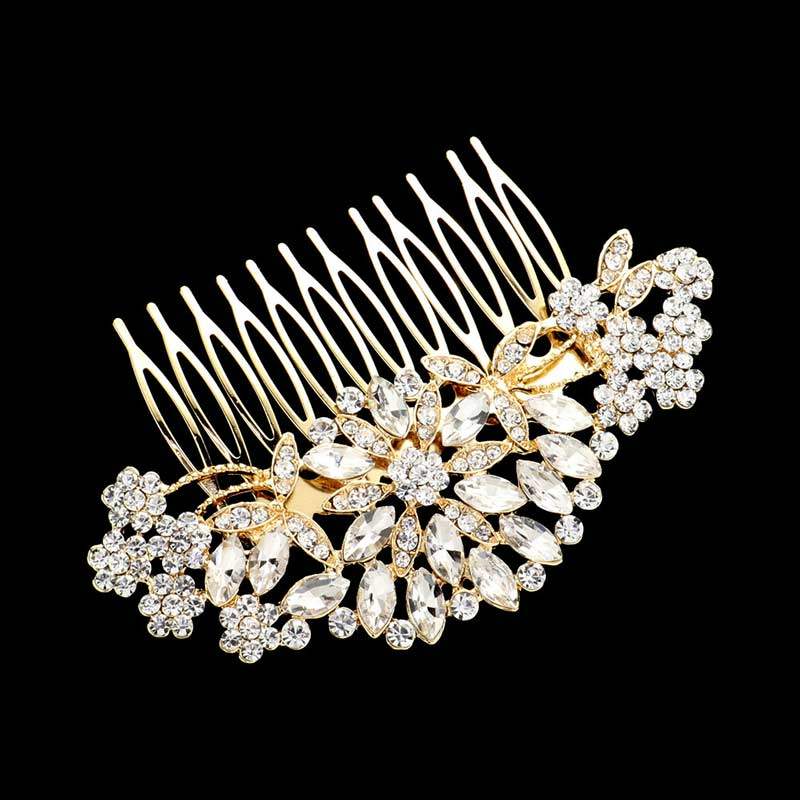 Marquise Stone Cluster Flower Hair Comb - Madeline Love - Flyclothing LLC