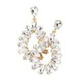 Marquise Stone Cluster Open Teardrop Dangle Evening Earring - Madeline Love - Flyclothing LLC