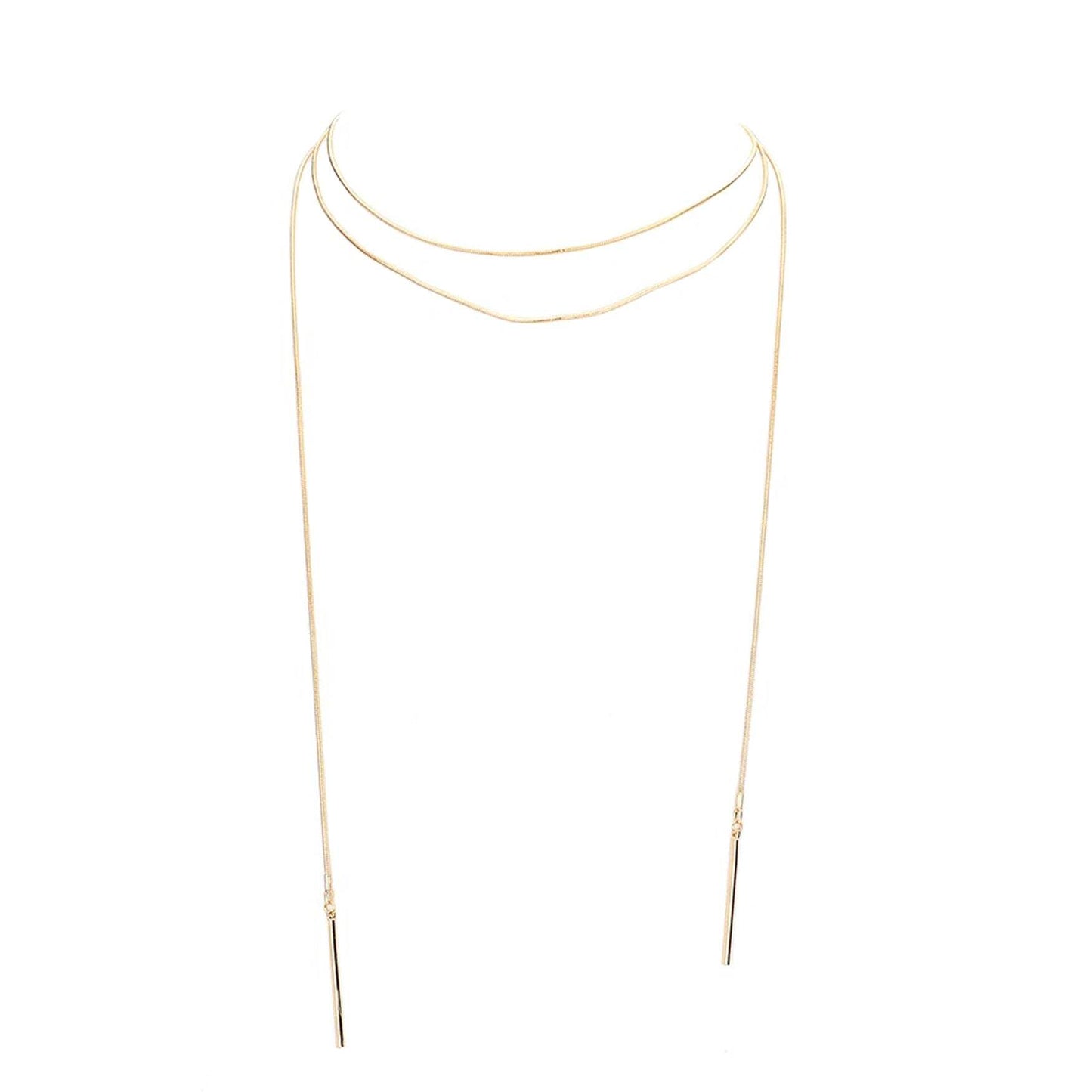 Metal Bar Dangle Tip Layered Necklace - Madeline Love - Flyclothing LLC