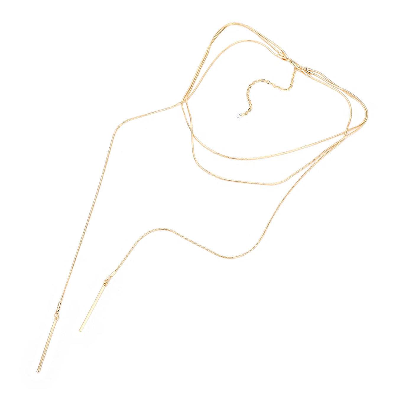 Metal Bar Dangle Tip Layered Necklace - Madeline Love - Flyclothing LLC