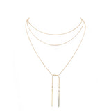 Metal Bar Dangle Tip Layered Necklace - Madeline Love - Flyclothing LLC