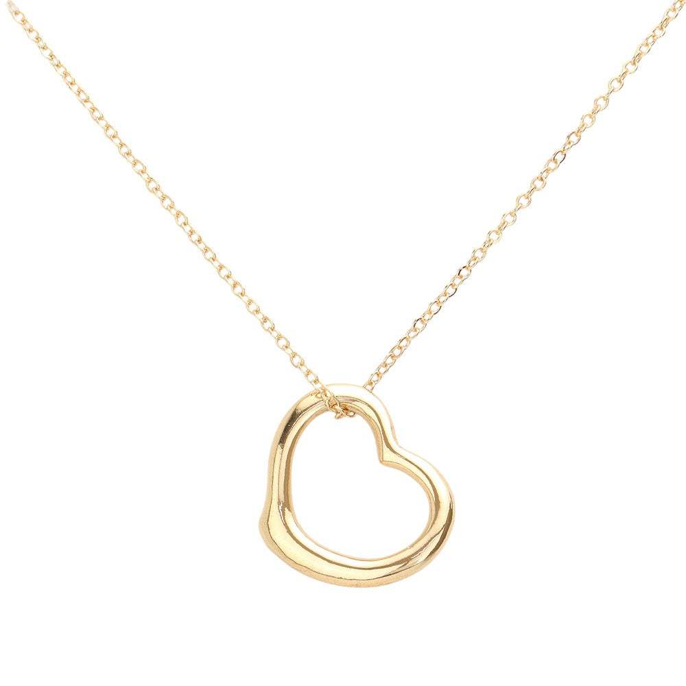 Metal Heart Cut out Pendant Necklace - Madeline Love - Flyclothing LLC