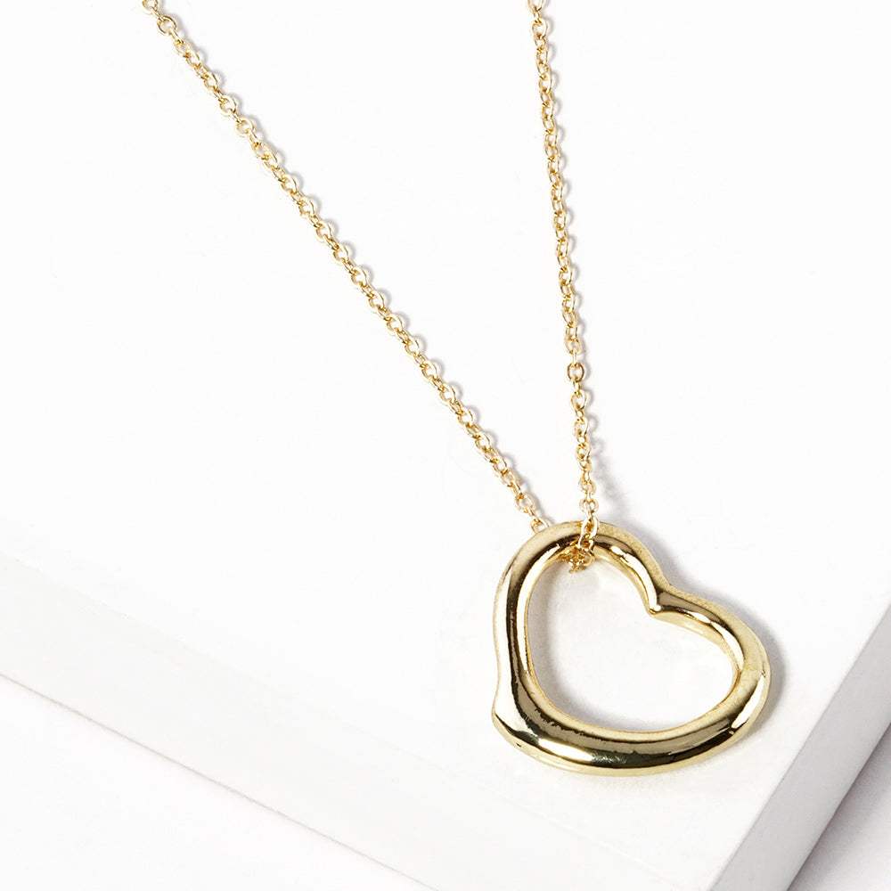 Metal Heart Cut out Pendant Necklace - Madeline Love - Flyclothing LLC