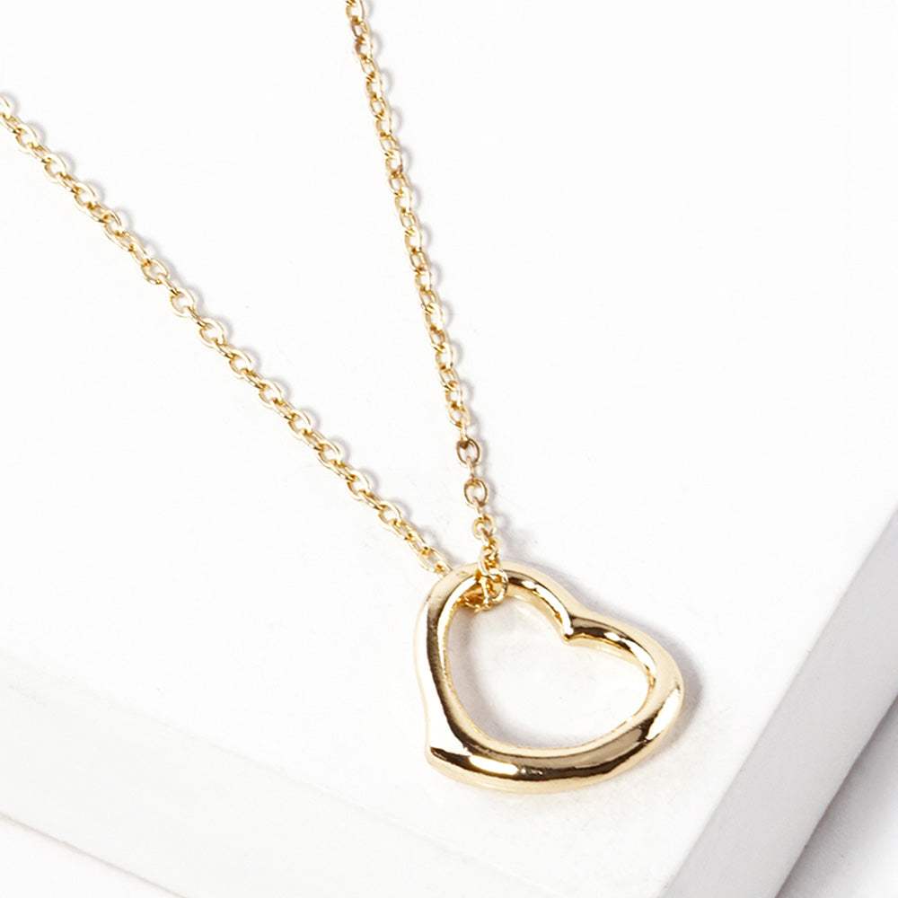 Metal Open Heart Pendant Necklace - Madeline Love - Flyclothing LLC