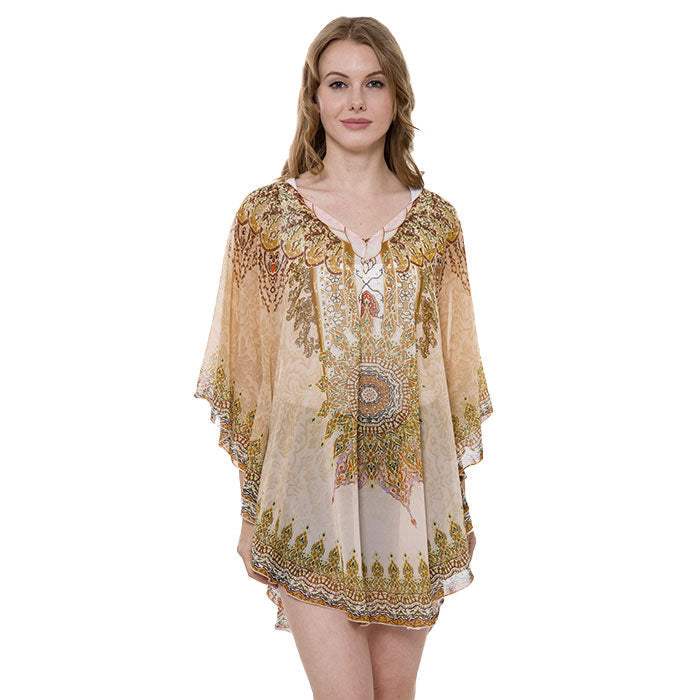 Mixed Print Cover Up Poncho - Madeline Love - Flyclothing LLC