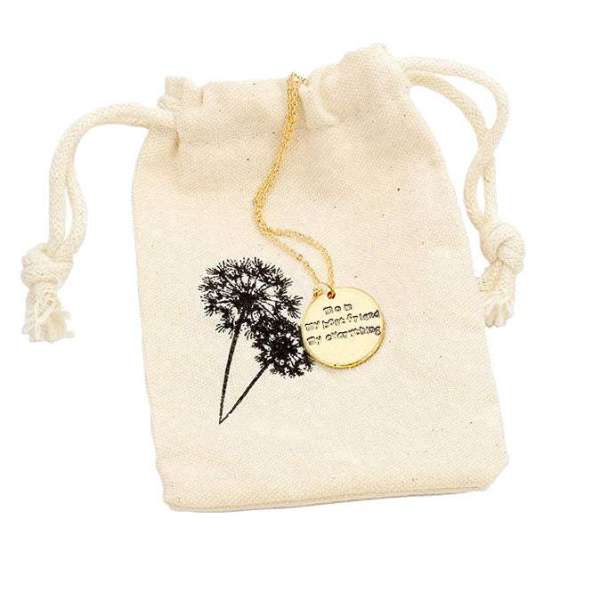 Mom My Best Friend Disc Pendant Necklace Gift Bag Set - Madeline Love - Flyclothing LLC