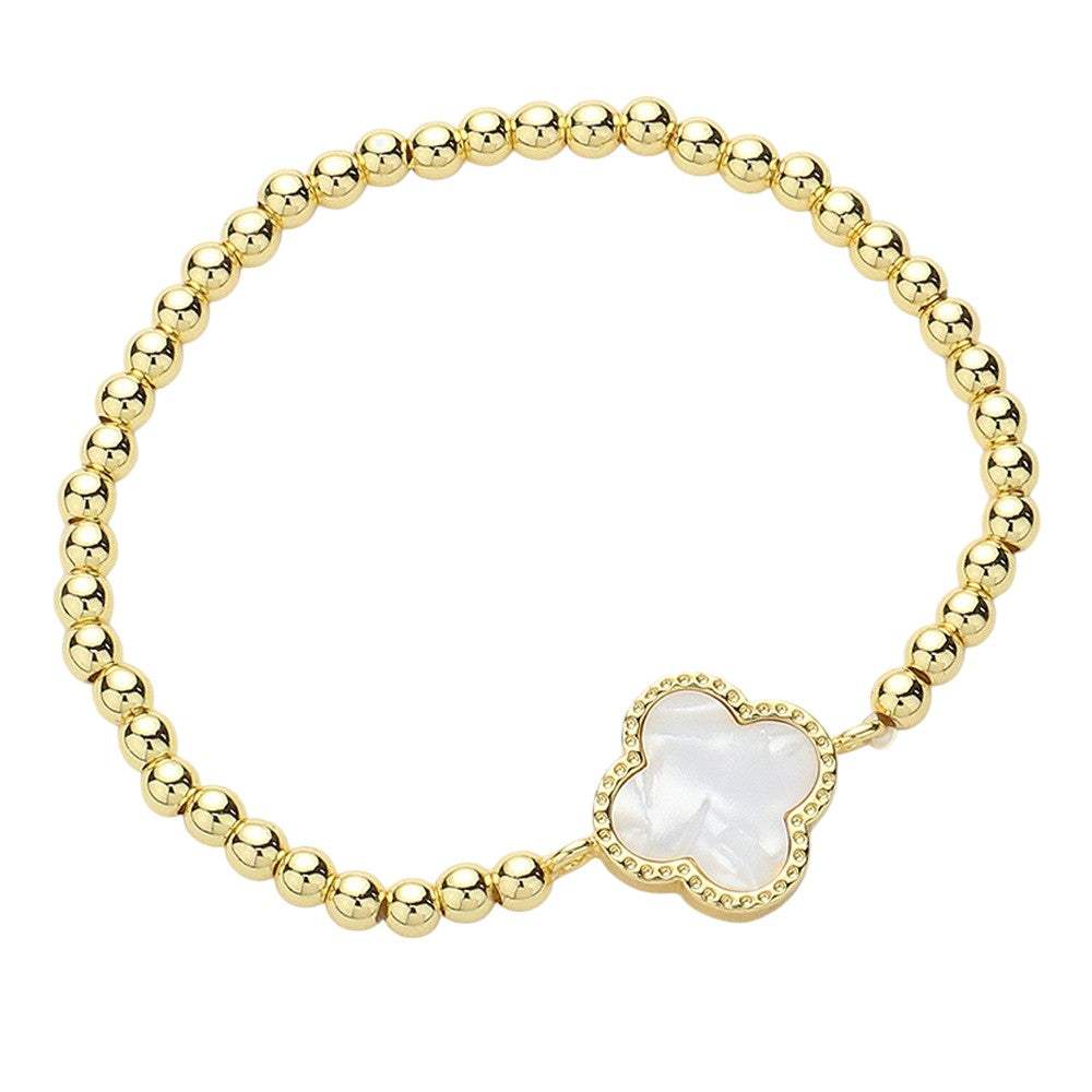 Quatrefoil Pointed Stainless Steel Ball Beaded Stretch Bracelet - Madeline Love - Flyclothing LLC