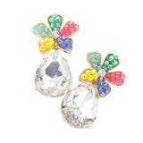 Beaded Flower Teardrop Stone Link Dangle Earrings - Madeline Love - Flyclothing LLC