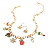 Christmas Mitten Reindeer Pearl Snowflake Charm Station Necklace - Madeline Love - Flyclothing LLC